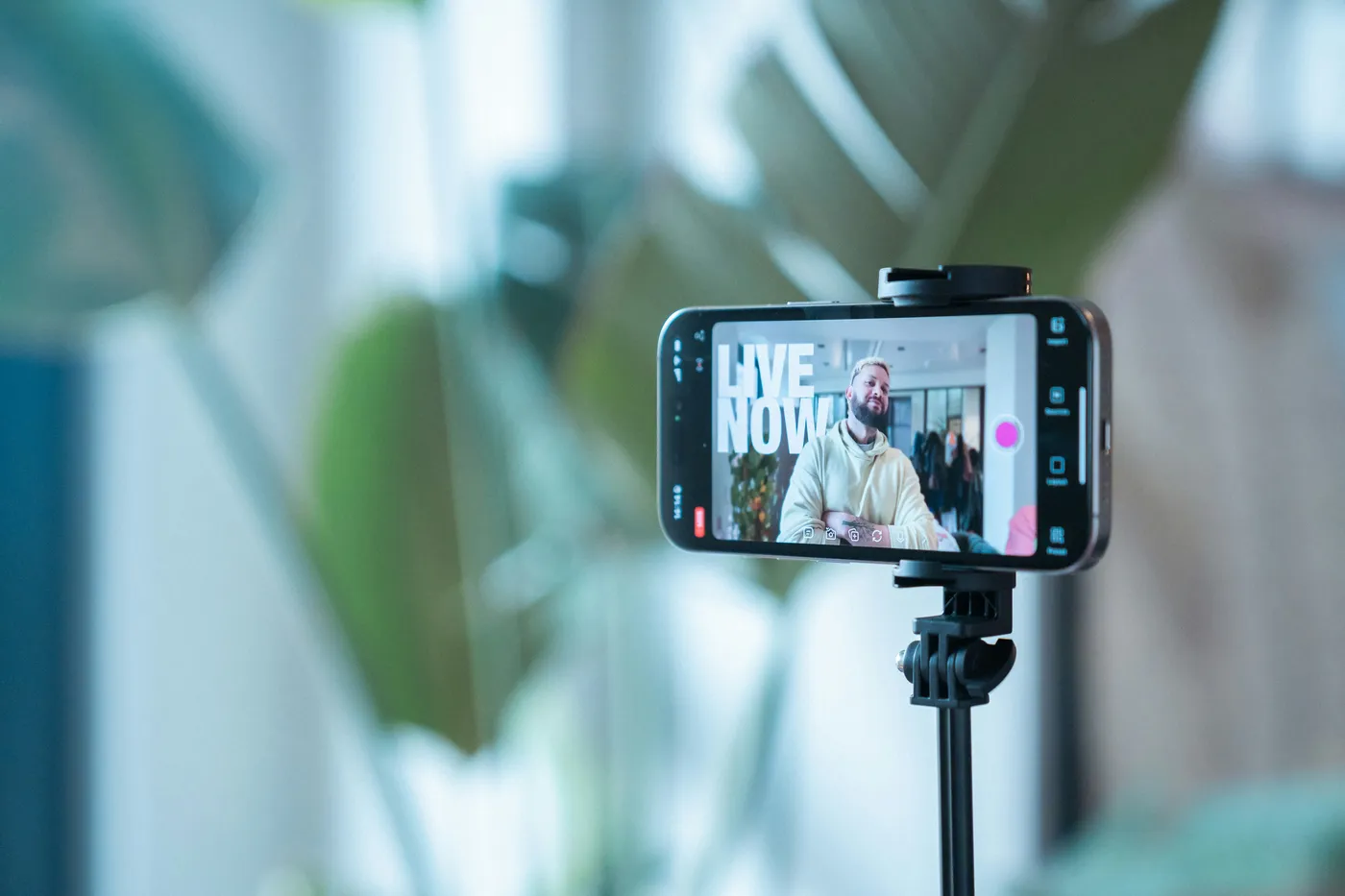 View of a creator live streaming on a mobile phone